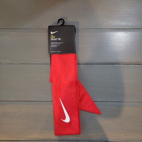Nike Unisex red DRY Dri-Fit sweat wicking adjustable Head Tie Headband - Red - Picture 8 of 11